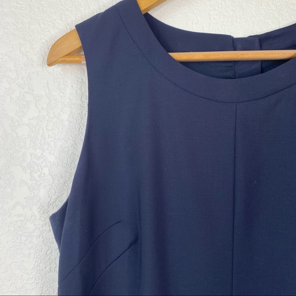 Pink Tartan Blue Wool Blend Sheath Dress - Picture 3 of 7